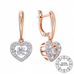 Сережки-підвіски з комбінованого золота з фіанітами Tesori Zirconia 22320/01/1/4241