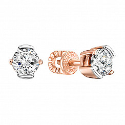 Сережки з червоного золота з фіанітом s zirconia 21893/01/1/206