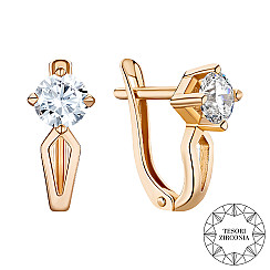 Серьги из красного золота с фианитом Tesori Zirconia 21102/01/0/4024