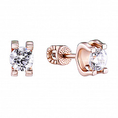 Сережки з червоного золота з фіанітом s zirconia 21936/01/0/206