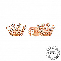 Сережки-пусети Корона з червоного золота з фіанітами Tesori Zirconia 21792/01/0/4232