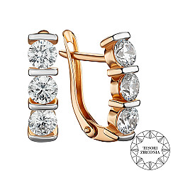 Сережки з комбінованого золота з фіанітами Tesori Zirconia 22057/01/1/4027