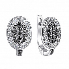 Серьги из серебра с фианитами с40301/ч