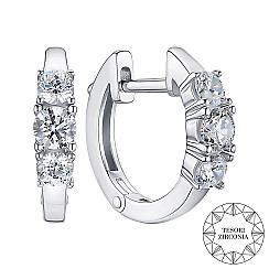 Сережки-кільця зі срібла з фіанітами Tesori Zirconia 41433/12/1/4283