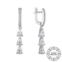 Сережки-підвіски зі срібла з фіанітами Tesori Zirconia 40526/12/1/4906