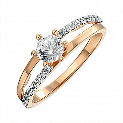 Каблучка в комбінованому кольорі золота з фіанітами S Zirconia  13290/01/1/1063