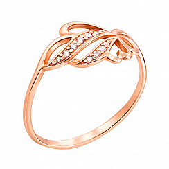 Каблучка з червоного золота з фіанітами 12578 сп