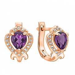 Сережки з червоного золота з аметистом 50357/ам к