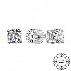 Сережки з білого золота з фіанітом Tesori Zirconia 21058/02/1/4035