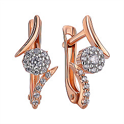 Сережки з червоного золота з фіанітами 22197/01/1/55