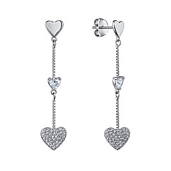 Серьги-подвески из серебра с фианитами B02512-E/12/1