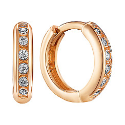 Серьги-кольца из красного золота с фианитами UZ29076204: цена