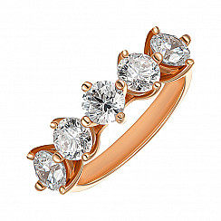 Каблучка з червоного золота з фіанітами S Zirconia КД4150 Sw
