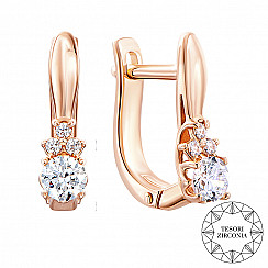 Сережки з червоного золота з фіанітами Tesori Zirconia 21904/01/0/4367