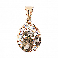 Подвес из красного золота с раухтопазами и фианитами 550090/01/0/7266