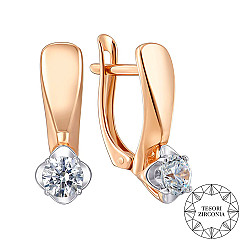 Сережки з комбінованого золота з фіанітом Tesori Zirconia 22145/01/1/4027