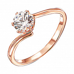 Каблучка з червоного золота з фіанітом s zirconia 13433/01/0/2114