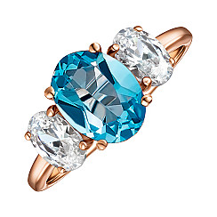 Каблучка з червоного золота з топазом та фіанітами 530284/01/0/6617