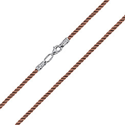 Шнурок ювелірний з срібла з текстилем SGrit2mm Brown ROD