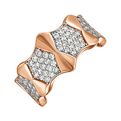 Кольцо из красного золота с фианитами и родированием 18946/01/1/13