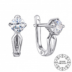Сережки з білого золота з фіанітом Tesori Zirconia 21102/02/1/4024