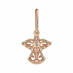 Підвіска-янгол з червоного золота з фіанітом 3954