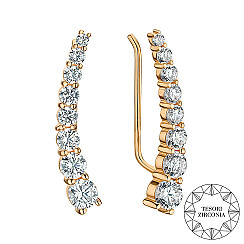 Сережки-кафи з червоного золота з фіанітами Tesori Zirconia 21795/01/0/4202