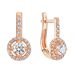 Серьги из красного золота с фианитами 21336