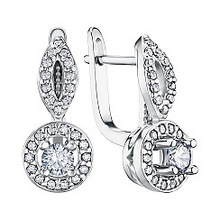 Серьги из серебра с фианитами с40071