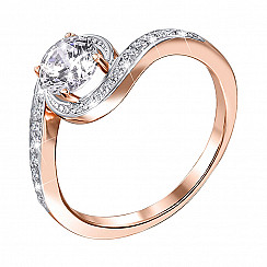 Каблучка з червоного золота з фіанітом s zirconia 13227/01/1/1349