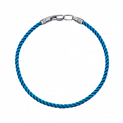 Браслет зі срібла з блакитним шовком SGrit2mm Blue BR ROD
