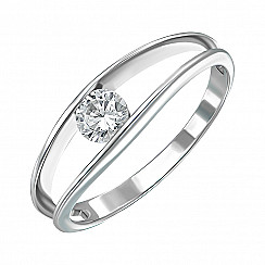 Кольцо из серебра с фианитом S-494-01-R