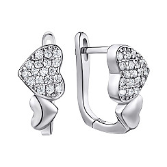 Серьги из серебра с фианитами Сердца B00043-E/12/1