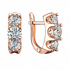 Сережки з червоного золота з фіанітом s zirconia 22058/01/0/2130