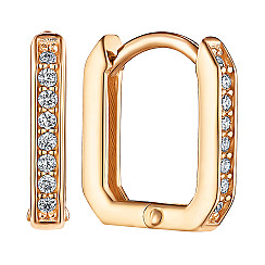 Сережки-кільця із червоного золота з фіанітами P-1661-E/01/1