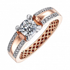 Золота каблучка в комбінованому кольорі з фіанітами S Zirconia 13442/01/1/2132