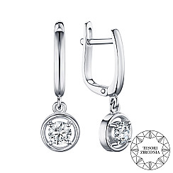 Сережки-підвіски зі срібла з фіанітом Tesori Zirconia 40971/12/1/4028
