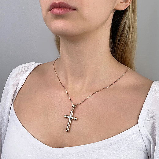 Хрестик з комбінованого золота P-P4228-P/01 №4