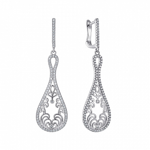Серьги из серебра с фианитами 2E12577-E/12/1