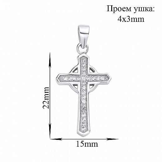 Хрестик зі срібла з фіанітами PPS1420-P №2