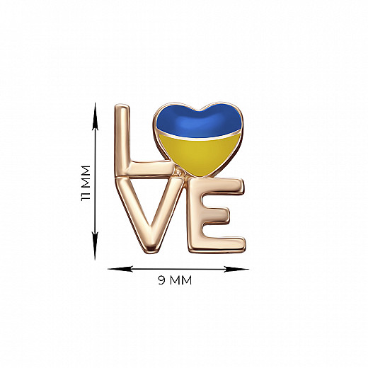 Сережки-пусети Love Ukraine з червоного золота з жовто-блакитною емаллю 23240/01/0/1158 №2