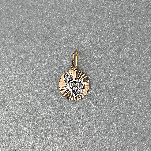 Підвіска знак зодіаку «Овен» з комбінованого золота 30507/ов №5