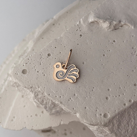 Підвіска Голубка з червоного золота з білою емаллю 32652/01/0/483 №5