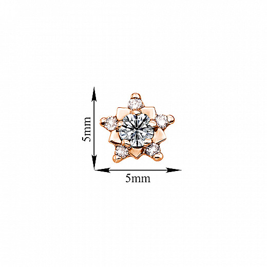 Сережки-пусети з червоного золота з діамантом 53705/2 №2