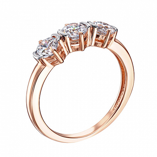 Каблучка з червоного золота з фіанітом s zirconia 13243/01/1/206