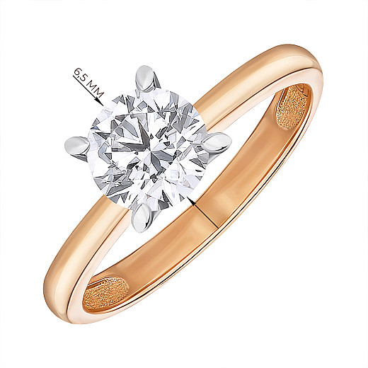 Каблучка на заручини з комбінованого золота з лабораторним діамантом 53187-6-L/14/1/11923 №3