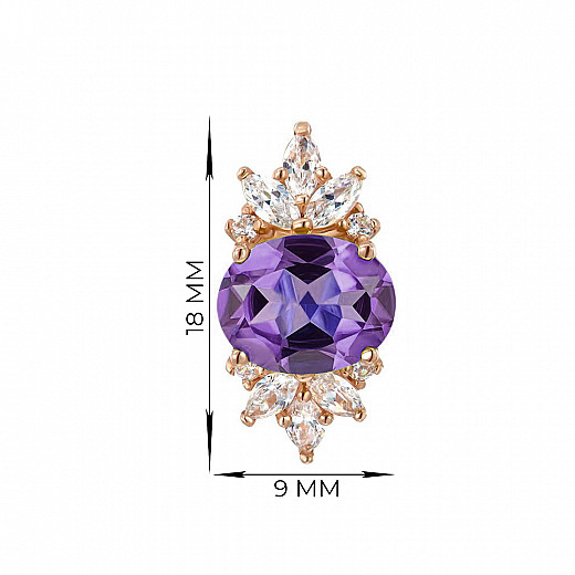 Серьги из красного золота с аметистом и фианитами 540106/01/0/6955 №2
