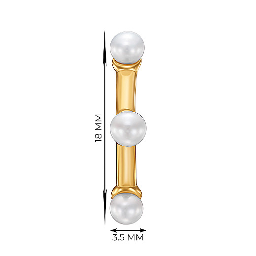 Сережка-каффа зі срібла в жовтій позолоті з перлами TE-1589-GOLD-E/20/4776 №3