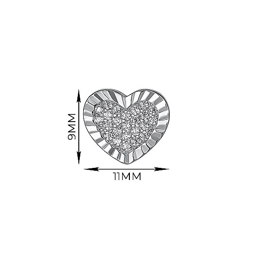 Сережка в одне вухо з срібла з фіанітами PS00397-PI/12/1 №3
