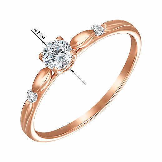 Каблучка з червоного золота з фіанітами s zirconia 13375/01/0/2134 №3